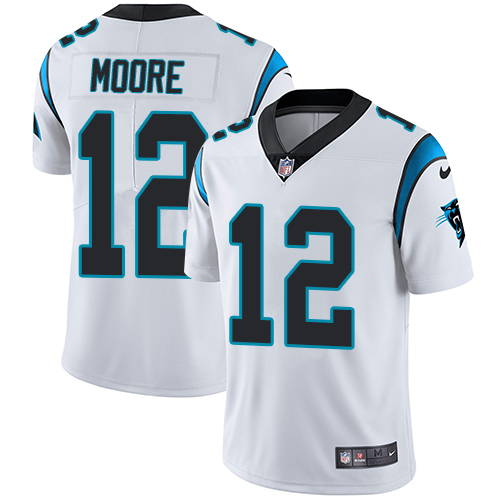 Nike Panthers #12 DJ Moore White Men's Stitched NFL Vapor Untouchable Limited Jersey